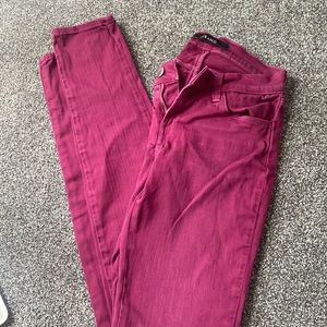 J Brand Maria High-Rise Skinny Jeans in Wash Logbe Raspberry Women's Size 25